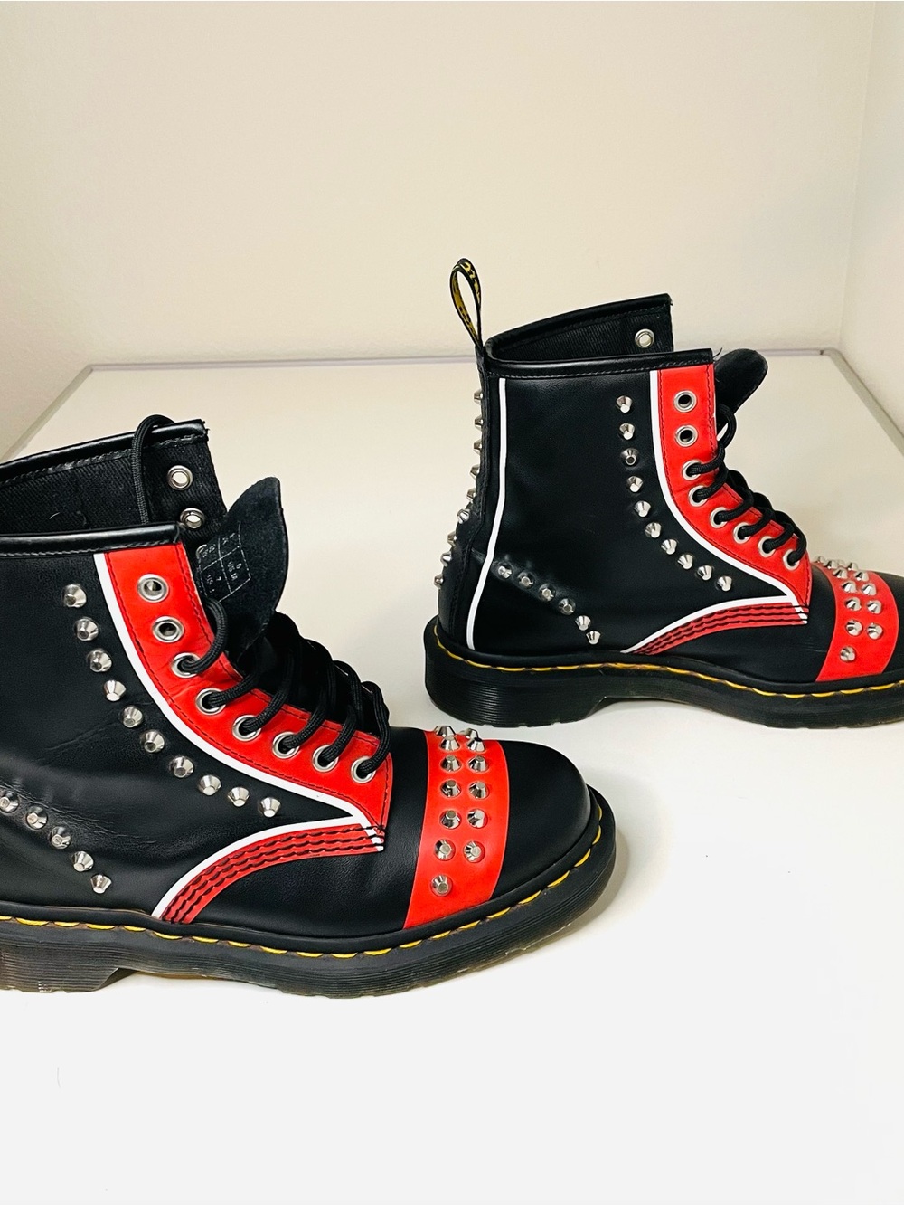 Dr. Martens 1460 Bex Black And Red Studded Lace-up Boots - Picture 6 of 7